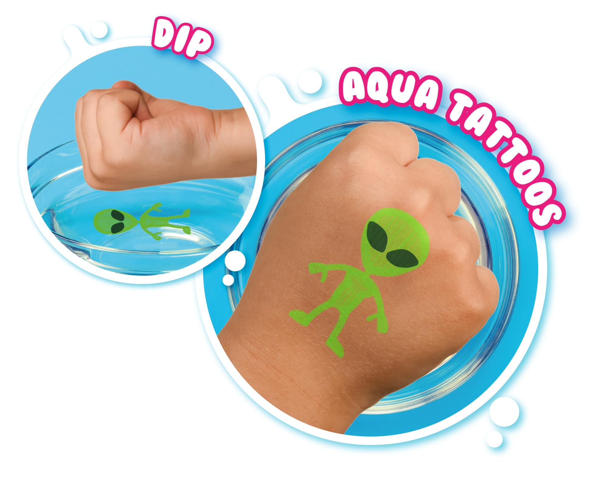 Simba 105953088 Zestaw 8 magicznych pisaków Aqua Magic z podkładką do wykonania wodnych tatuaży; bezpieczna zabawka dla dzieci od 5 lat
