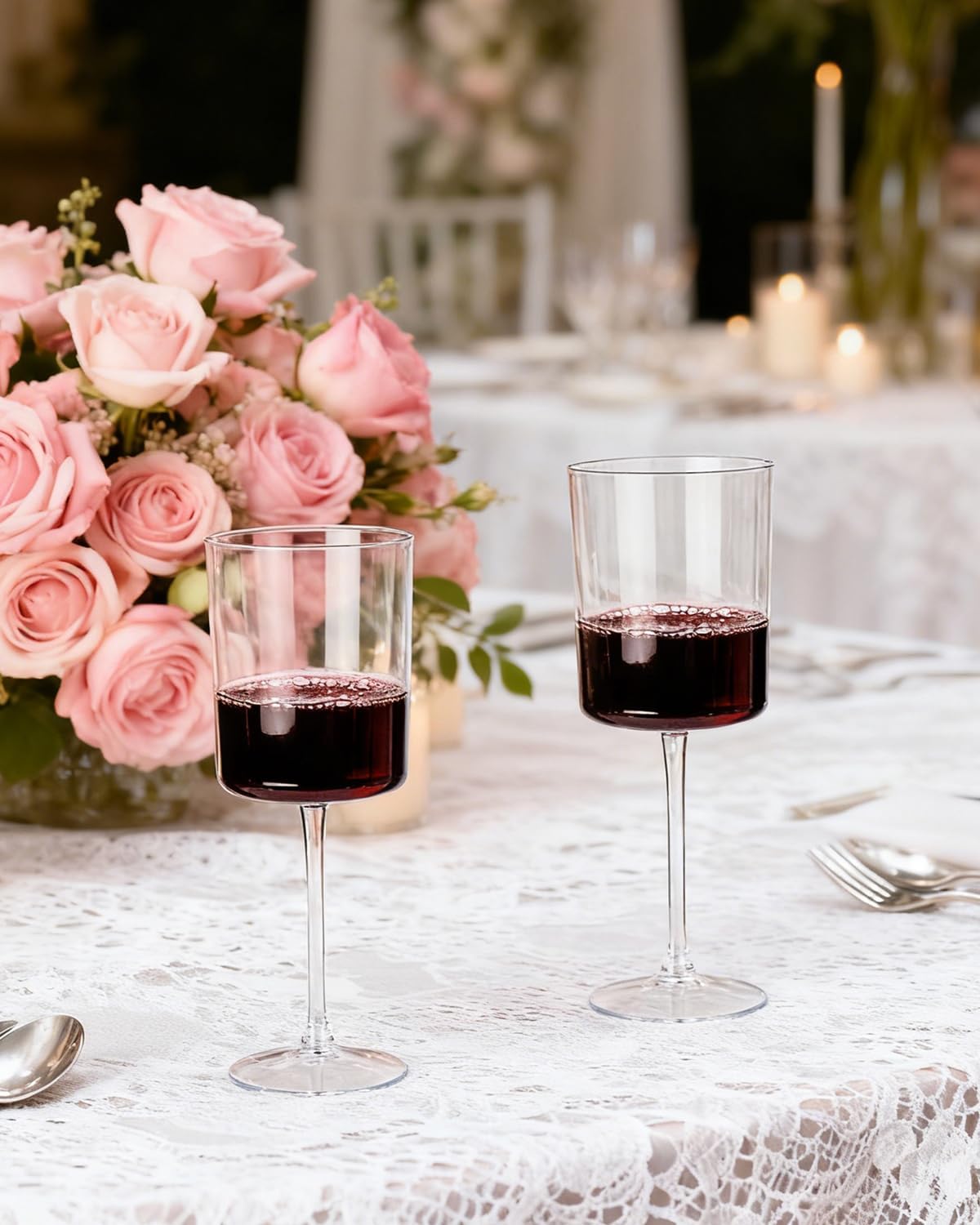 Ciaell 12 Pack Clear Plastic Wine Glasses - 10 Oz Disposable Wine Glasses with Stem for Parties & Weddings & Poolside & Outdoors & Camping - Image 5