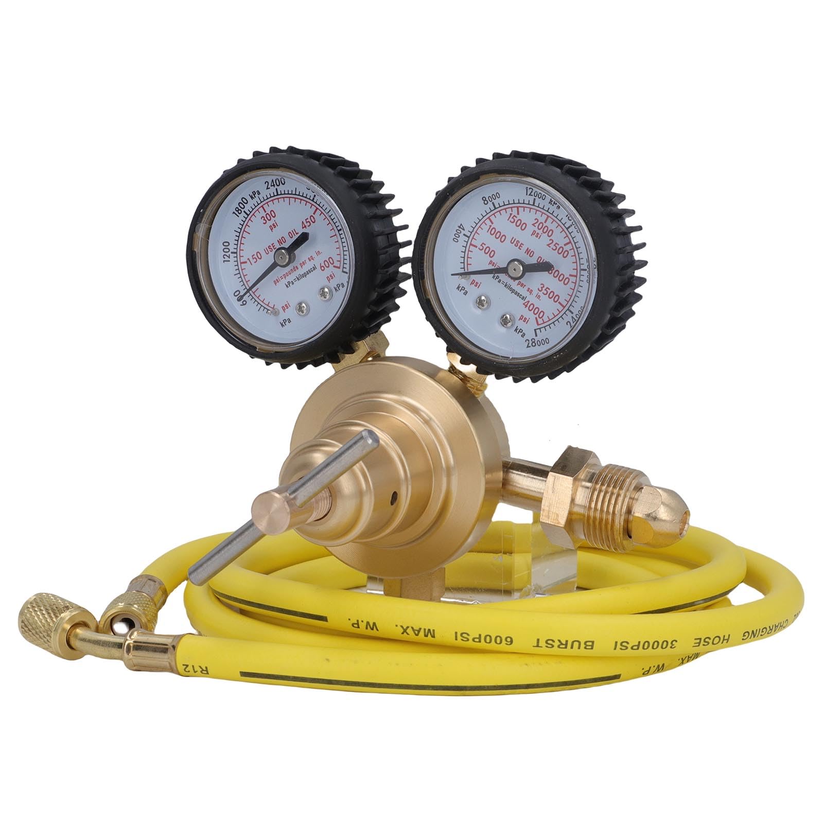 Tbest Regulator Azotu CGA580 Wlot 0-600 PSI Mosiężny Zawór Regulacji Ciśnienia Gazu z filtracją do zastosowań HVAC i Przemysłowych