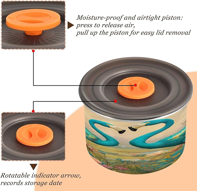 Dispensador de Alimentos ALAZA Flamenco Verde 30 oz para Café, Té, Azúcar miniatura 5