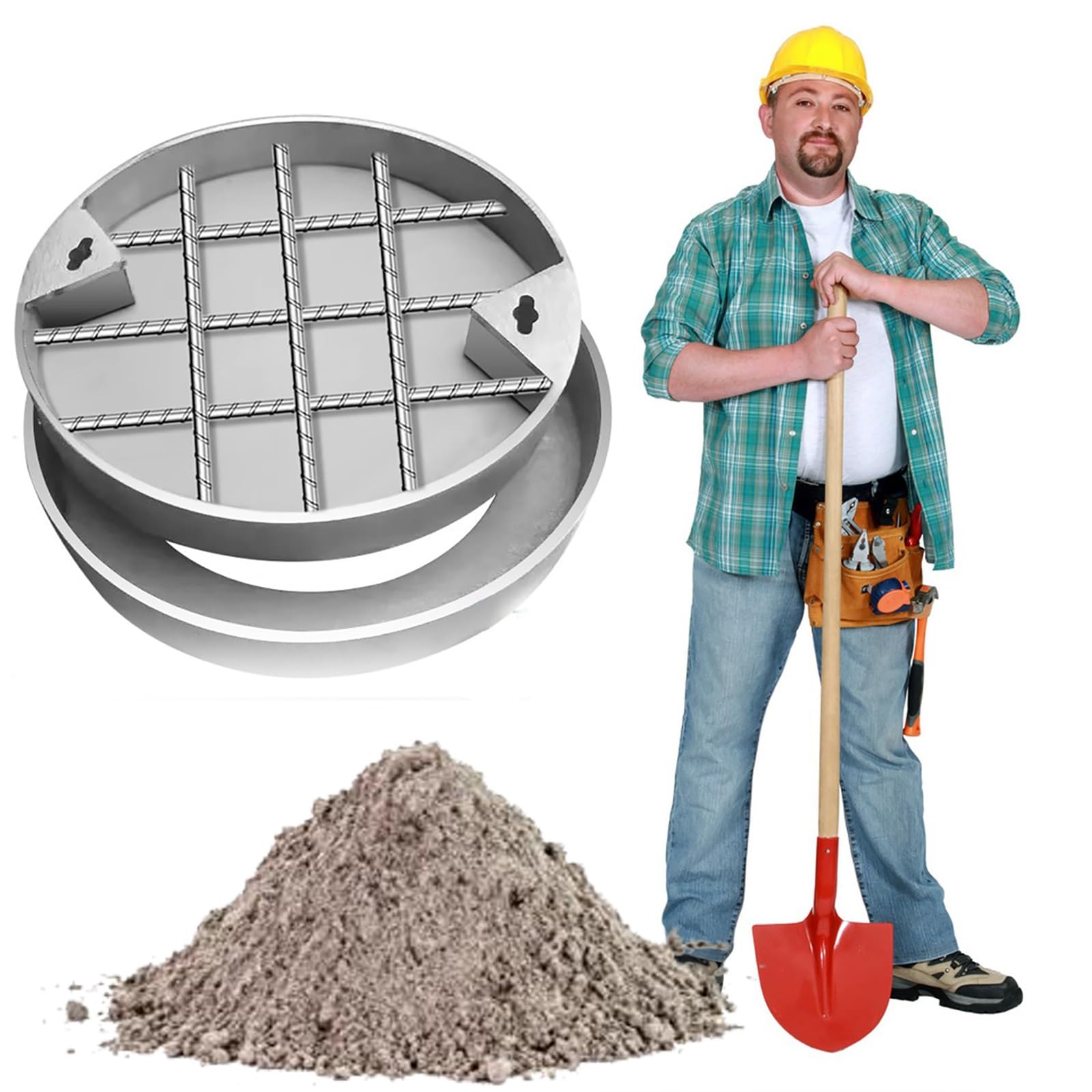 GLDYTVF Invisible Round Access Cover 400-900mm, Stainless Steel Septic Tank Lid with Frame & Keys, Durable Drainage Access Cover for Sewage Systems