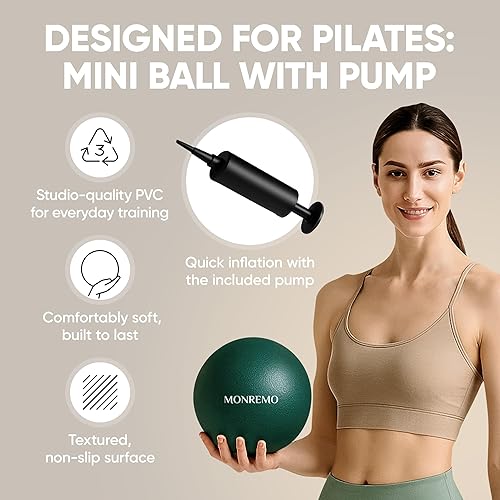 Miniatura 5 de Kit esencial de pilates - Anillo de 14  (círculo mágico), mini bola con bomba, 3 bandas de resistencia de tela, bolsa con cordón y guía de