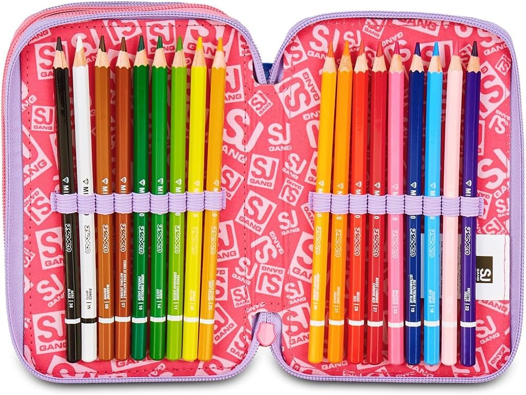 School Pack Zaino Estensbile con Astuccio 3 Scomparti, Per Seven Sj Fan, Orecchie Sollevabili Cat&Air, Bambina, Pennarelli, Pastelli, Accessori
