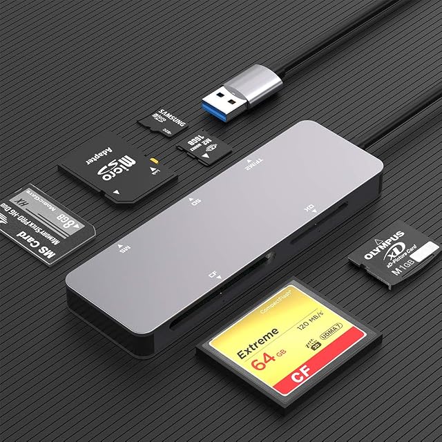 SD Card Reader,Multi SD Card Reader 5 in 1 USB 3.0 Memory Card Reader Adapter Read/Write Speed Up to 5Gbps for CF/XD/SD/M2-TF/Micro SD(Support MS) Camera Memory Card for Mac OS,Windows,Linux,Chrome