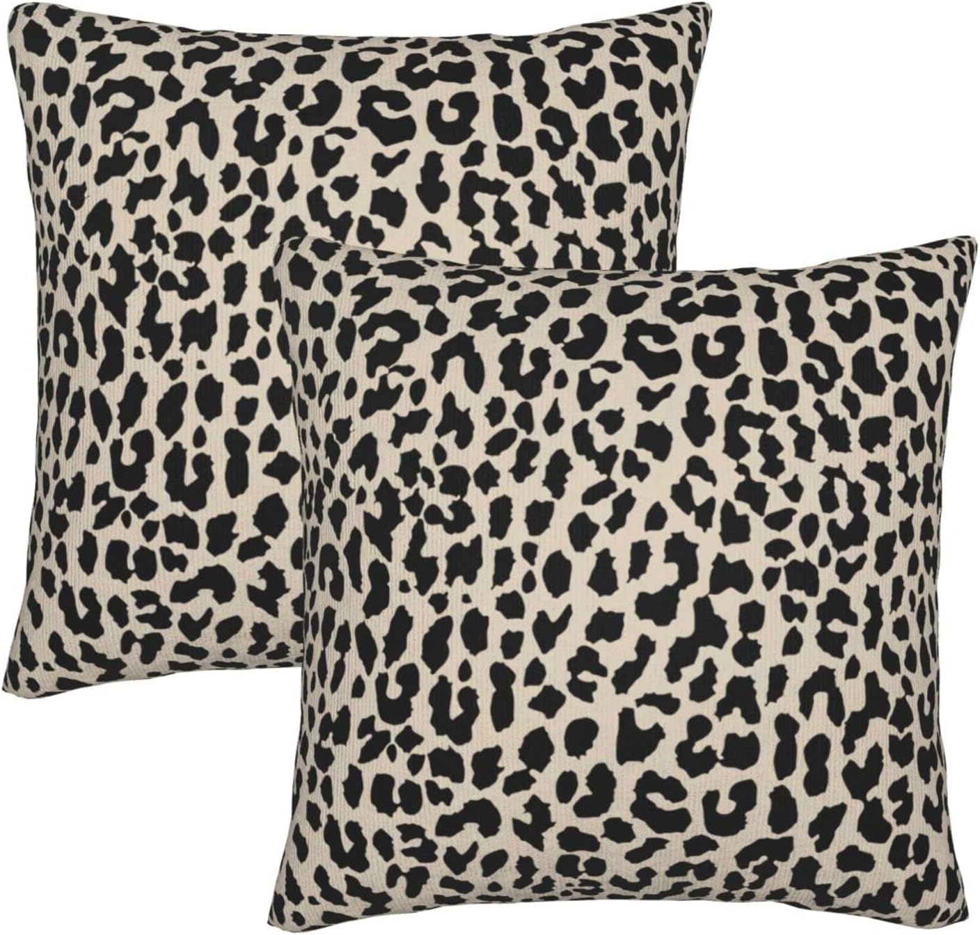 Leopard Print Polyester 18x18 Inch Throw Pillow Covers Set