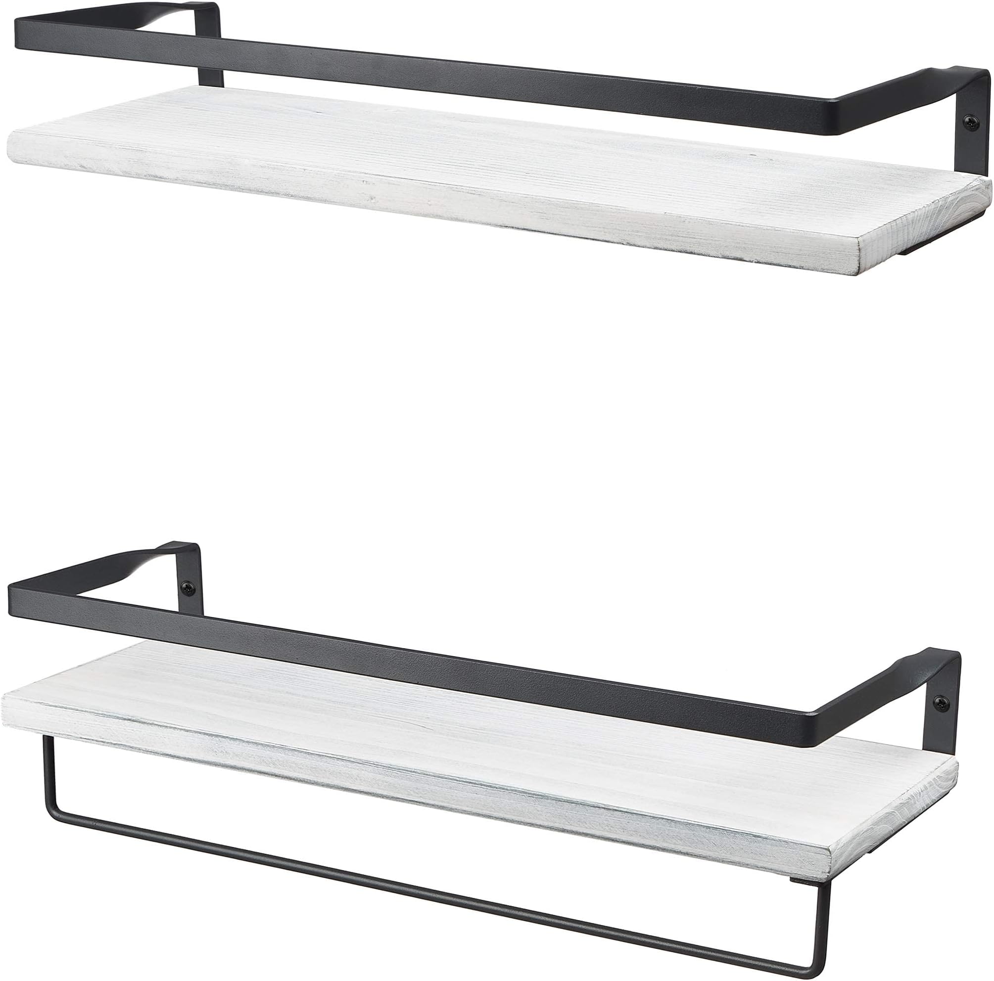 Peter's Goods Rustic Floating Shelves with Rail Rustic White Wood