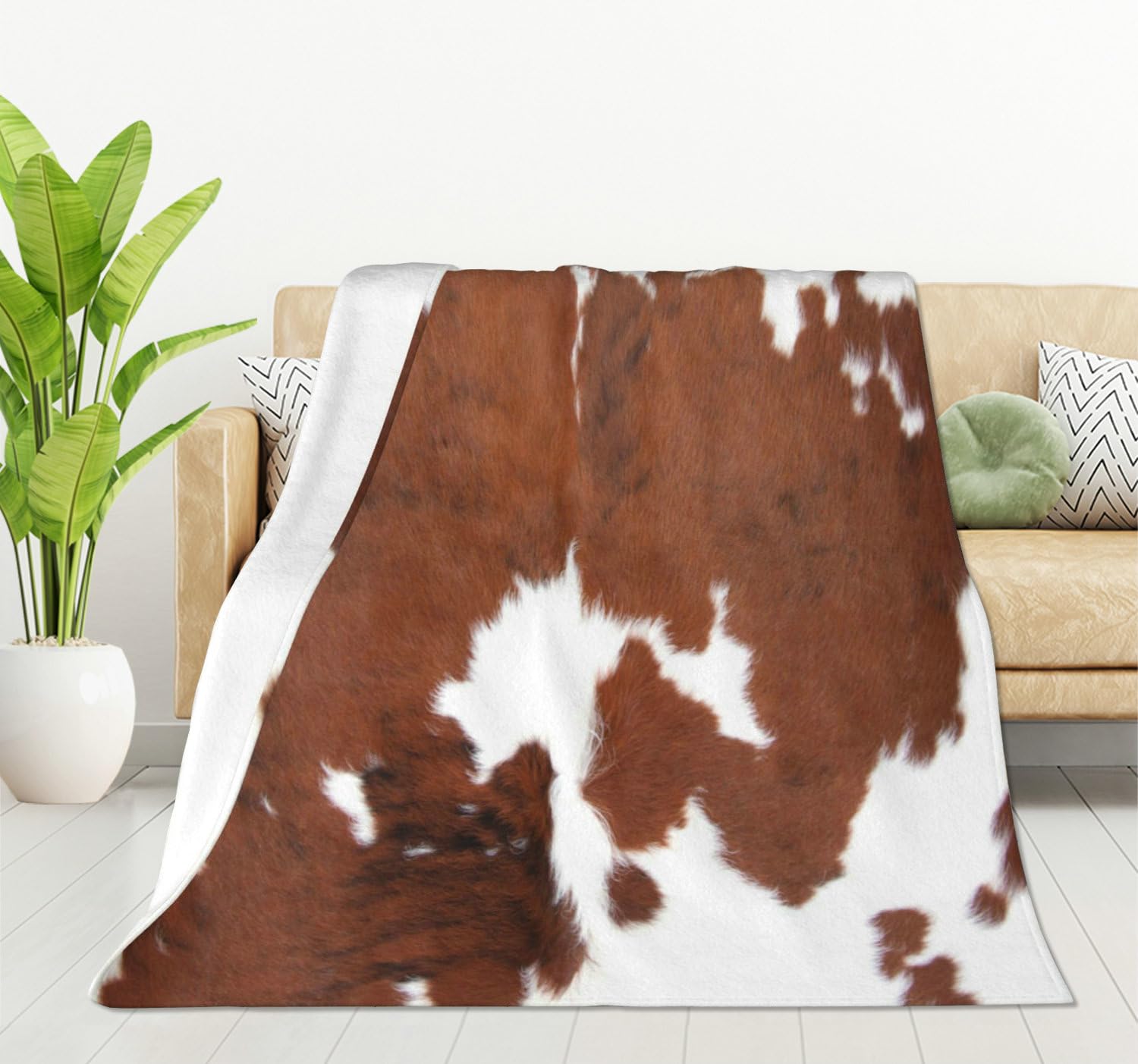 HGOD DESIGNS Couverture polaire en flanelle légère avec motif imprimé peau de vache pour lit, canapé, voyage, cadeau d'anniversaire pour adolescents, 130 x 150 cm