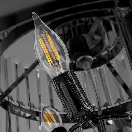 Miniatura 6 de Bombilla LED de araña de 4 W, base E12, 400 lm, bombilla LED de vela de filamento de luz diurna de 2700 K, paquete de 6, CRI 80+, certificación ETL