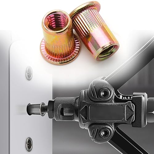 Miniatura 6 de Tuerca de remache roscada de acero al carbono #10-24, remaches #10-24 UNC remaches de cabeza plana, tornillos moleteados tuerca ciega