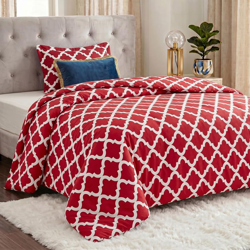 Image of Utopia Bedding 2 Pc Twin Comforter Set, Printed Comforter, Red | Comforter Set Includes Comforter (64x88) Inches, 1 Sham (20x26) Inches. Soft Microfiber Down Alternative, Machine Washable.