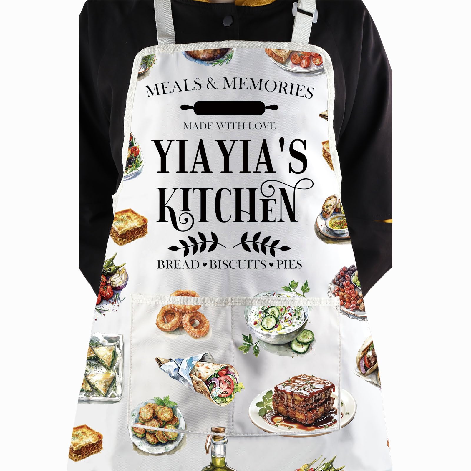 WCGXKO YIAYIA'S Kitchen Apron Yiayia Typography Gift Greek Yiayia Gift Best Yiayia Ever Gift for Grandma