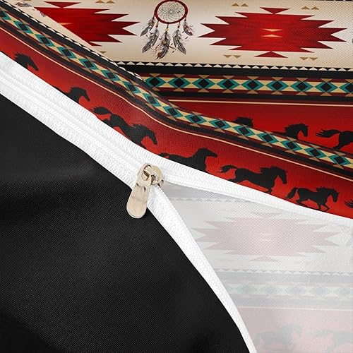 Miniatura 5 de Erosebridal Juego de ropa de cama con funda de edredón de caballos atrapasueños para vaquera, vaquera, caballos aztecas nativos del suroeste, funda