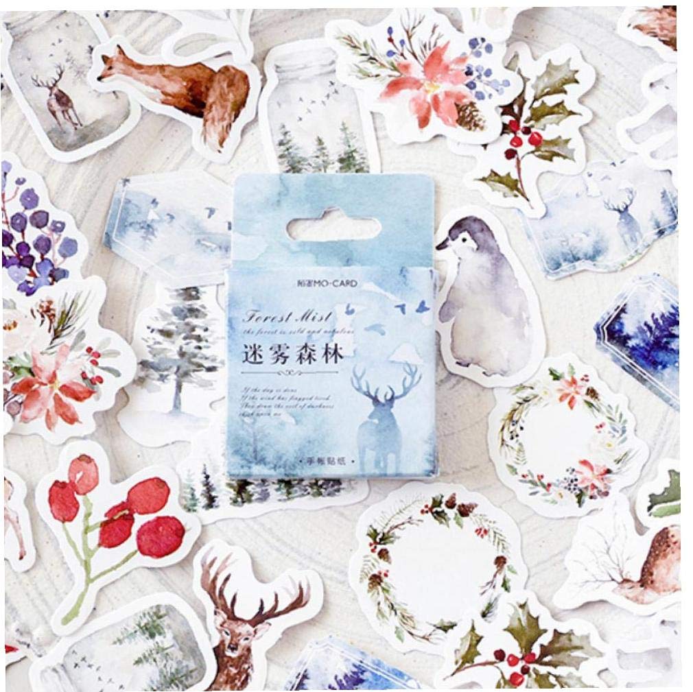 Byfri 46Pcs Winter Forest Small Animals Paste Mini Paper Sticker Package Diary Decoration Sticker Album Scrapbooking