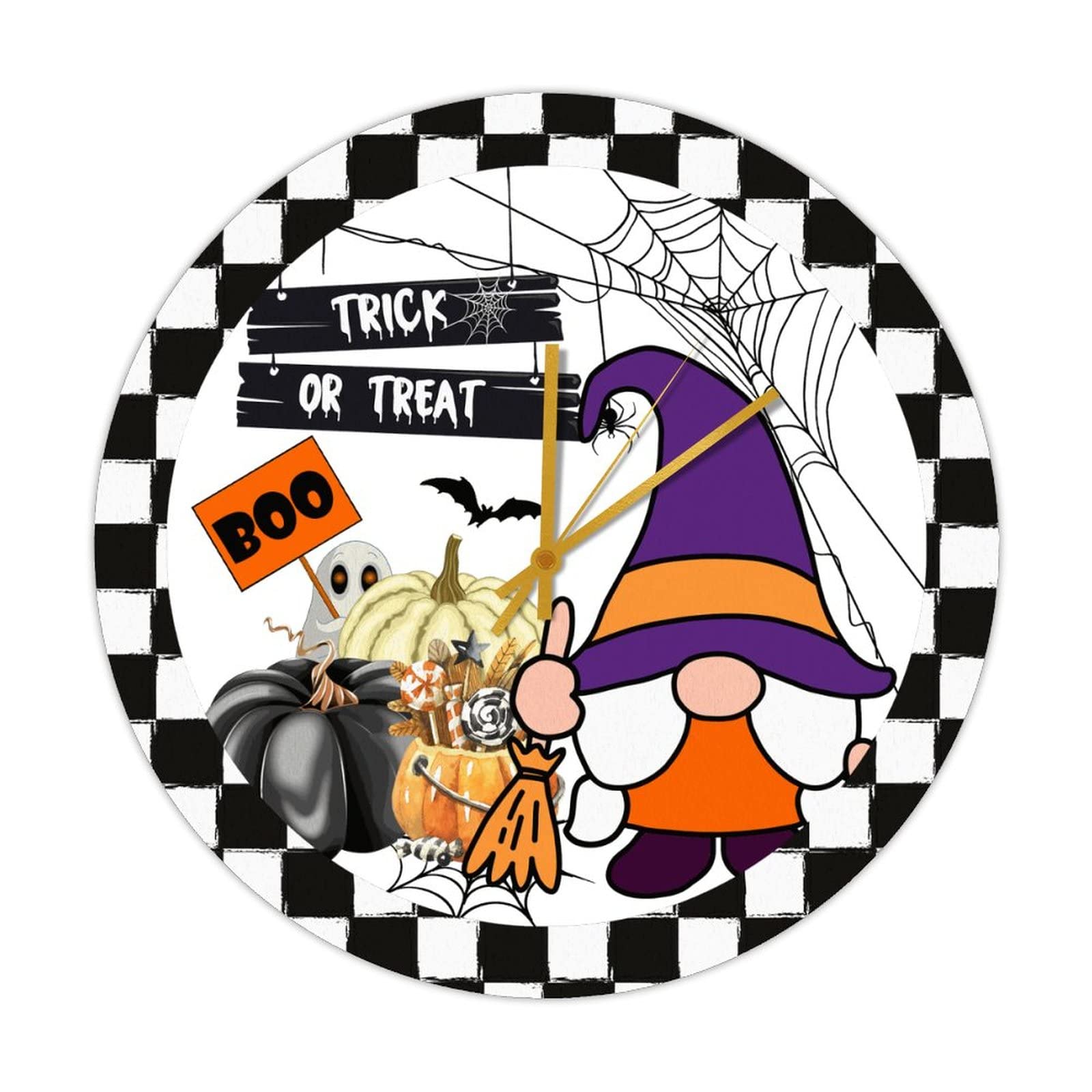 Horloge murale rétro en bois 38cm grand format Trick or Treat