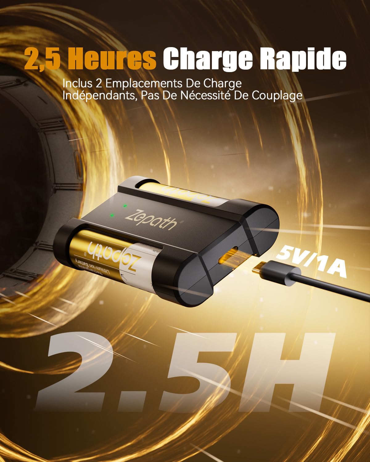 Pilas Rechargeable AA Lithium 8 Pack avec Chargeur,3600mWh 1.5V de Haute Capacité Batterie au Lithium AA,Batteries AA Rechargeables