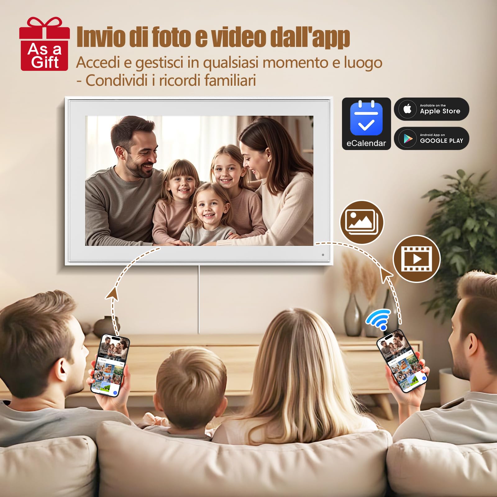 Calendario Digitale intelligente, schermo HD da 21,5 pollici, Planner da Parete e da Tavolo con Touchscreen, Sincronizzazione Smart, Foto, Video Frame e Gestione Attività, programma pasti