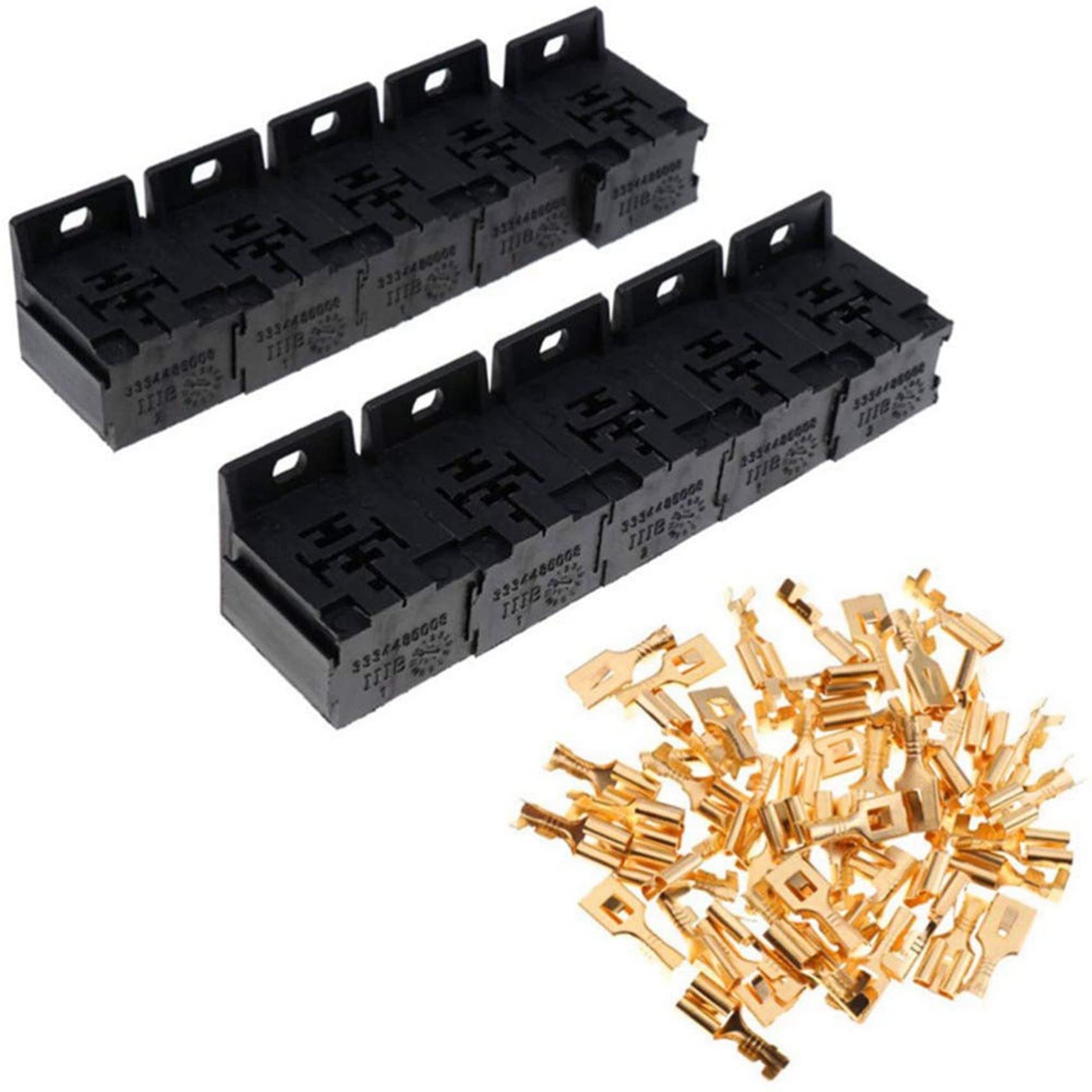 Jpdisdd Auto Auto 30A-80A Staffa Rel&egrave; Morsettiera Supporto Base Rel&egrave; Presa 5 Pin Con 50Pcs 6.3Mm Terminali Per Auto