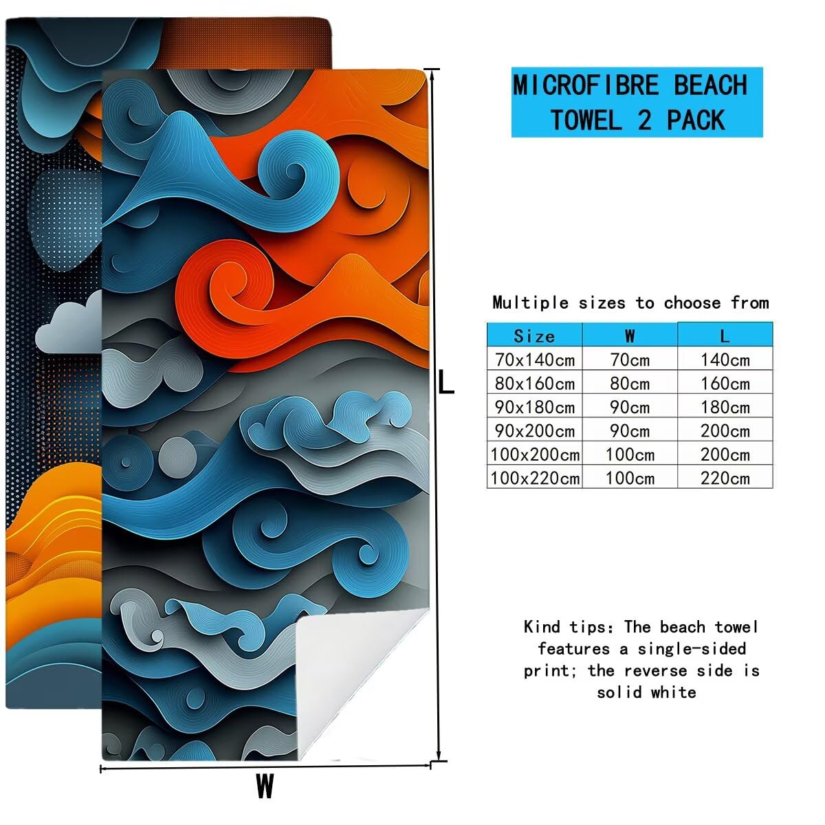 Telo Mare Microfibra, Telo Mare Grande 100x200cm 2 Pezzi, Asciugamano Palestra Donna Asciugatura Rapida, Antisabbia Asciugamano Microfibra, Leggero Asciugamani Palestra per Regalo (Astratto) -4290