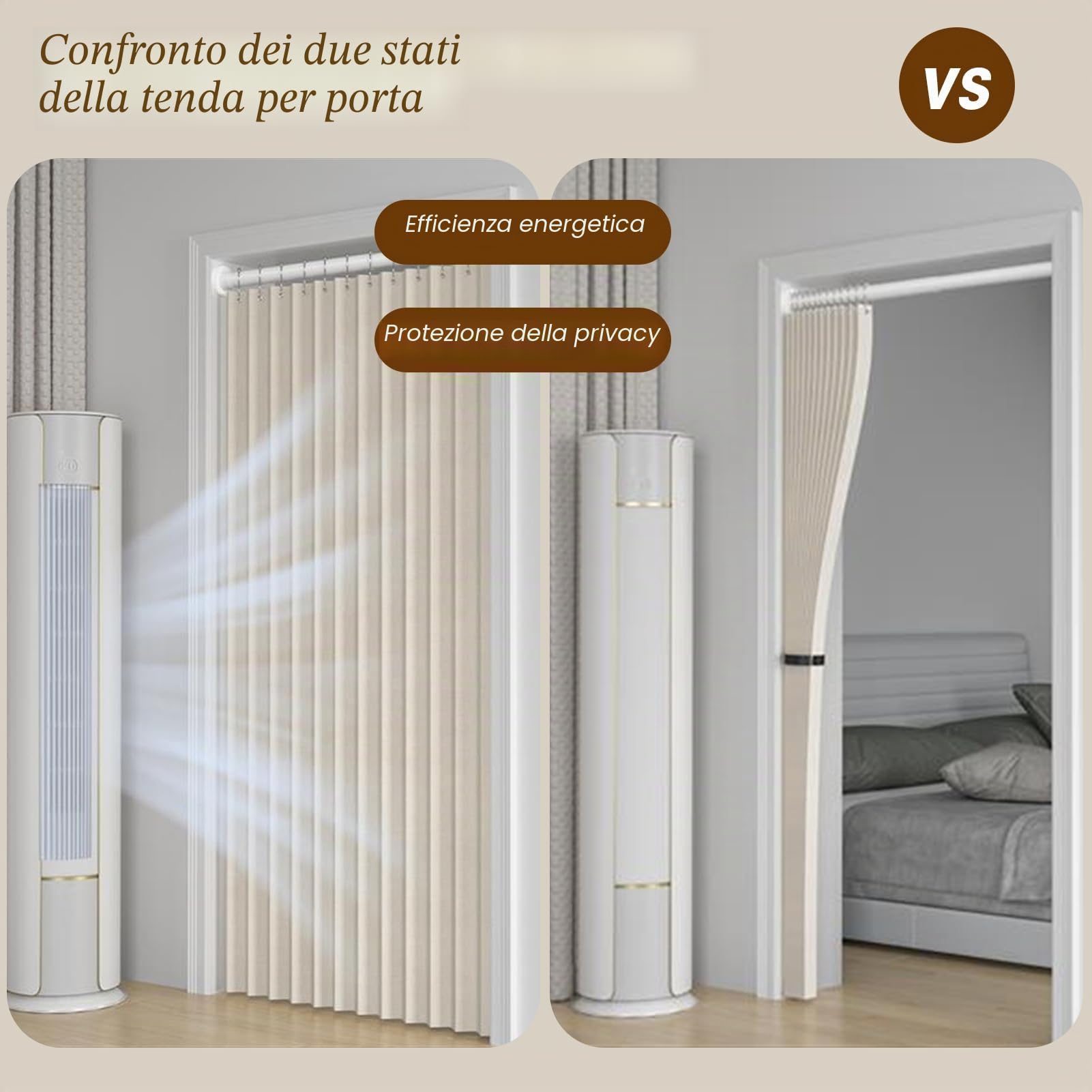 Tende della Porta Oscuranti per Interni, Beige, 80x200cm | Tende Pieghevole Divisorio per Stanze, Tenda Termiche Magnetica Isolanti Termiche, Tende a Pannello, 1 Pezzo, 220g/m²