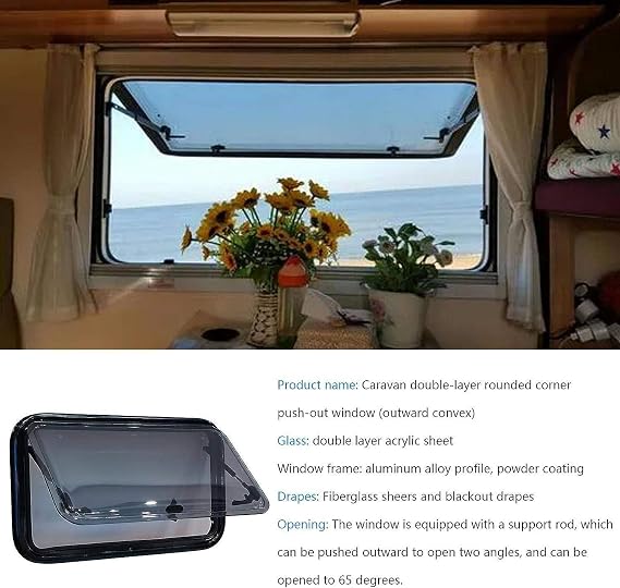 RV Window, RV External Sliding Window,RV Extrapolated Ventilation Window 65 Vent Hatch Side Window,RV Top Hinged Window for Caravan Camper RV,400*300mm