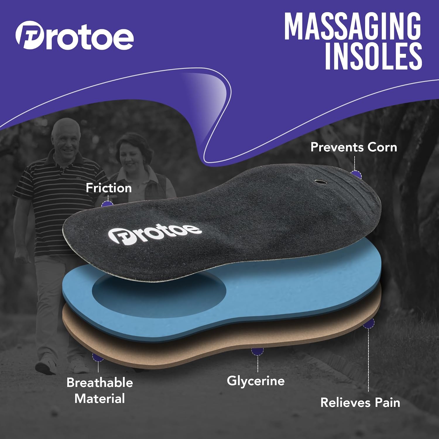 Massaging Insoles for Men and Women - Liquid Glycerin - Fits All Shoes - Adjustable for Sandals - Relief for Plantar Fasciitis, Heels Spurs, Arthritis & More (L2 Men's 9-10.5 Women's 11-12) - Image 2