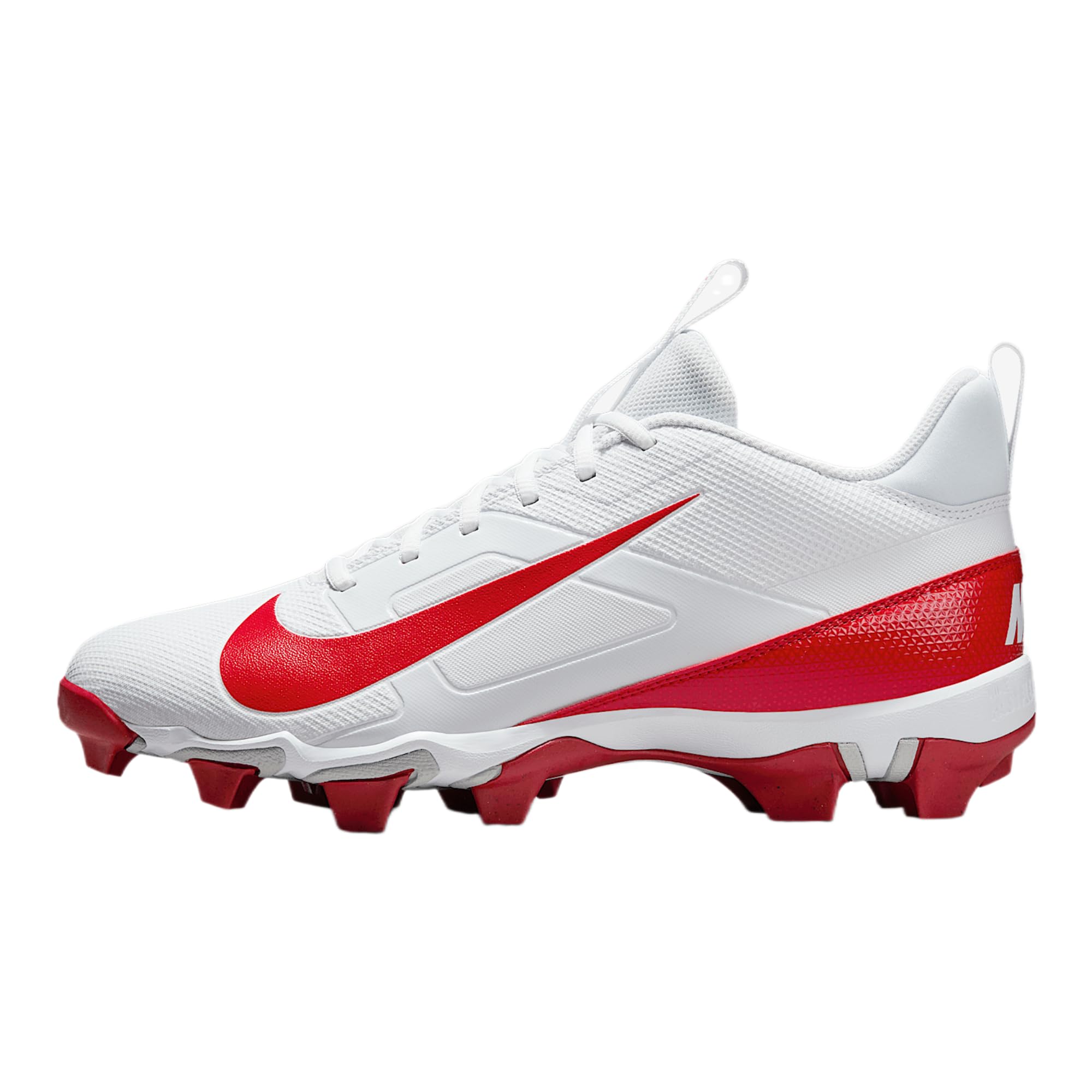Nike Alpha Menace 4 Shark Football Cleats (FN0028-102, White/University Red/Photon Dust/University Red) Size 8