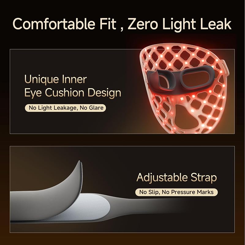 Red Light Therapy for Face, Red Light Mask with 54 LEDs 4-in-1 Chip Infrared Red Light Therapy Mask with 2600mAh Rechargeable, Breathable Portable Red Light Face Mask at Home&Travel for Skin Firming image 7