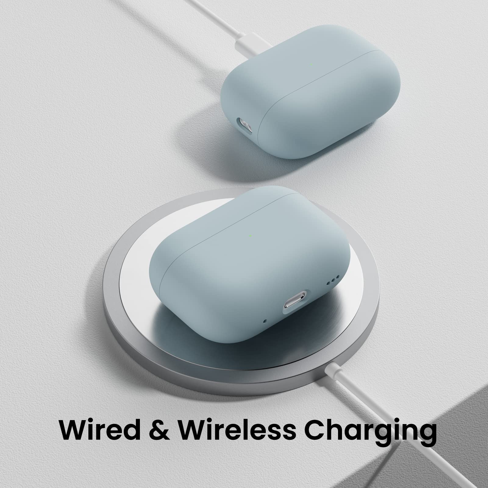 Cover In Silicone Per AirPods Pro 2 | Custodia Protettiva Con LED Visibile E Cordino | Blu Navy - Foto 13