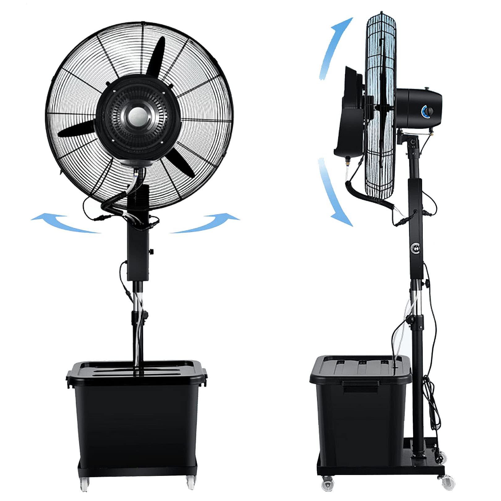 JKJZSALJ 45°Oscillation Pedestal Misting Fan,3-Speed Outdoor Patio Fans For Outside,Adjustable Height,12 Gallon Tank,Industrial Fan For Outdoor,Black,81Cm/31.9In,81cm/31.9in