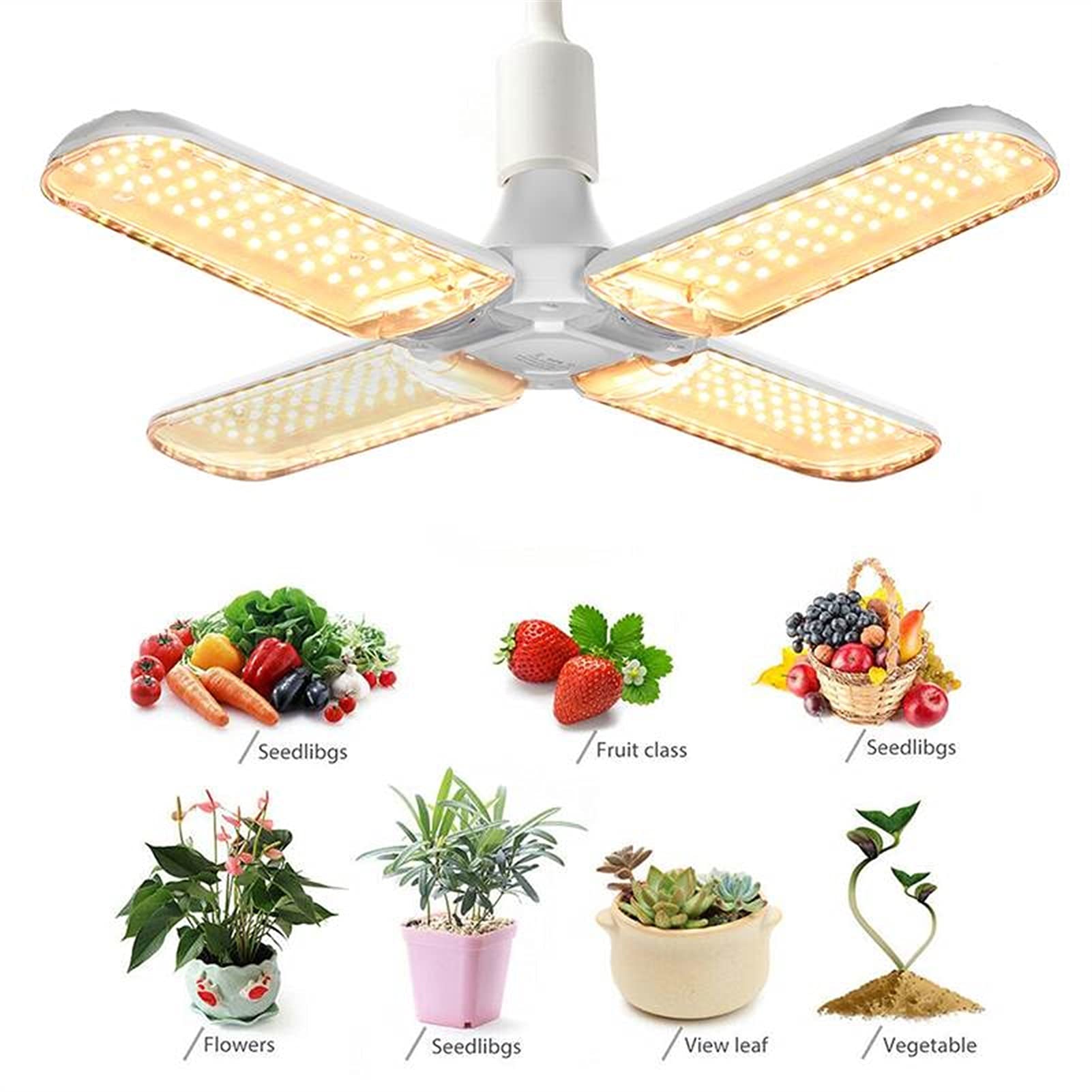 Coltiva la luce per piante da interno Spettro completo LED Coltiva la luce Luci per piante Lampadina E27 Phytolamp Bianco caldo per verdure in serra da interno Lampada da coltivazione a LED (Emissio