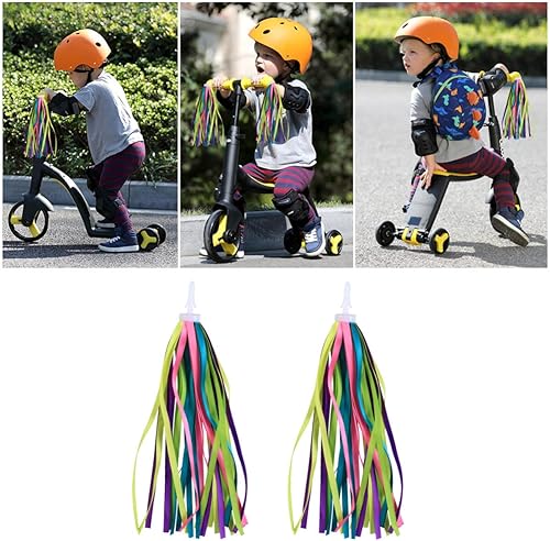 Miniatura 2 de BESPORTBLE Borlas de bicicleta para niños, manillar de bicicleta, serpentinas de cinta colorida, decoración de bicicleta, scooter y triciclo,