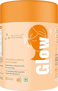 Glow Skin Gummeis | with Glutathione&hyaluronic Acid,sea Buckthorn,vitamin C & E | to Support Healthier&youthful Skin Health | Natural Orange Flavoured for Men&women-30 Gummies