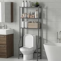 Livilord 3-Tier Over Toilet Storage Rack - Rustproof Metal Bathroom Shelf, Freestanding Space Saver Organizer, Black