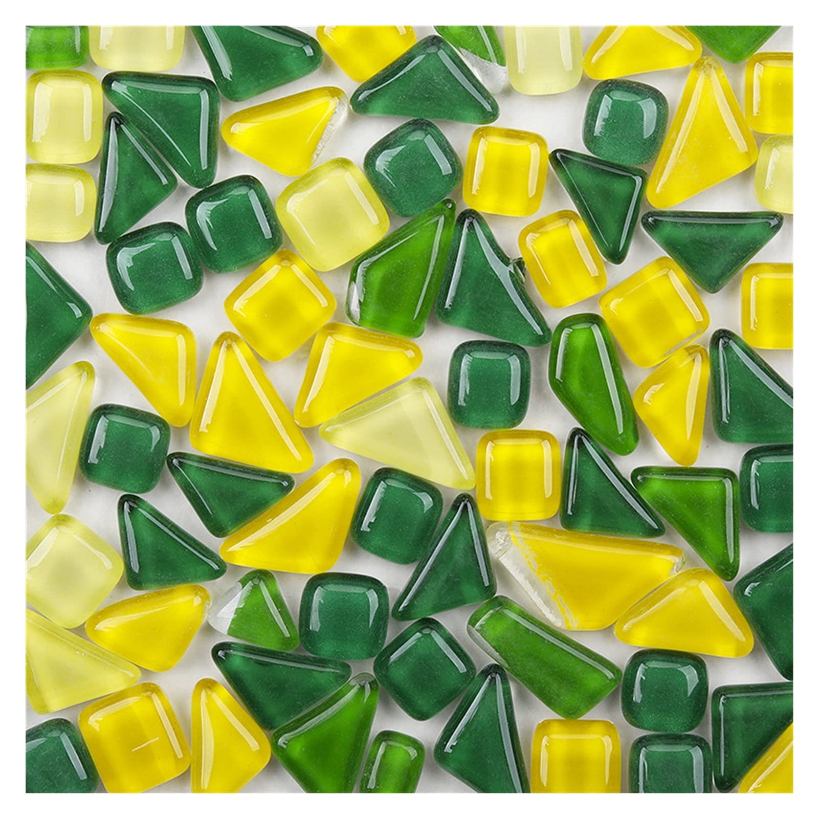 Płytki mozaikowe z witrażu w mieszanych kolorach, Mozaiki szklane o nieregularnym kształcie Multicolor 500 szt. DIY Craft(900g Yellow Green)
