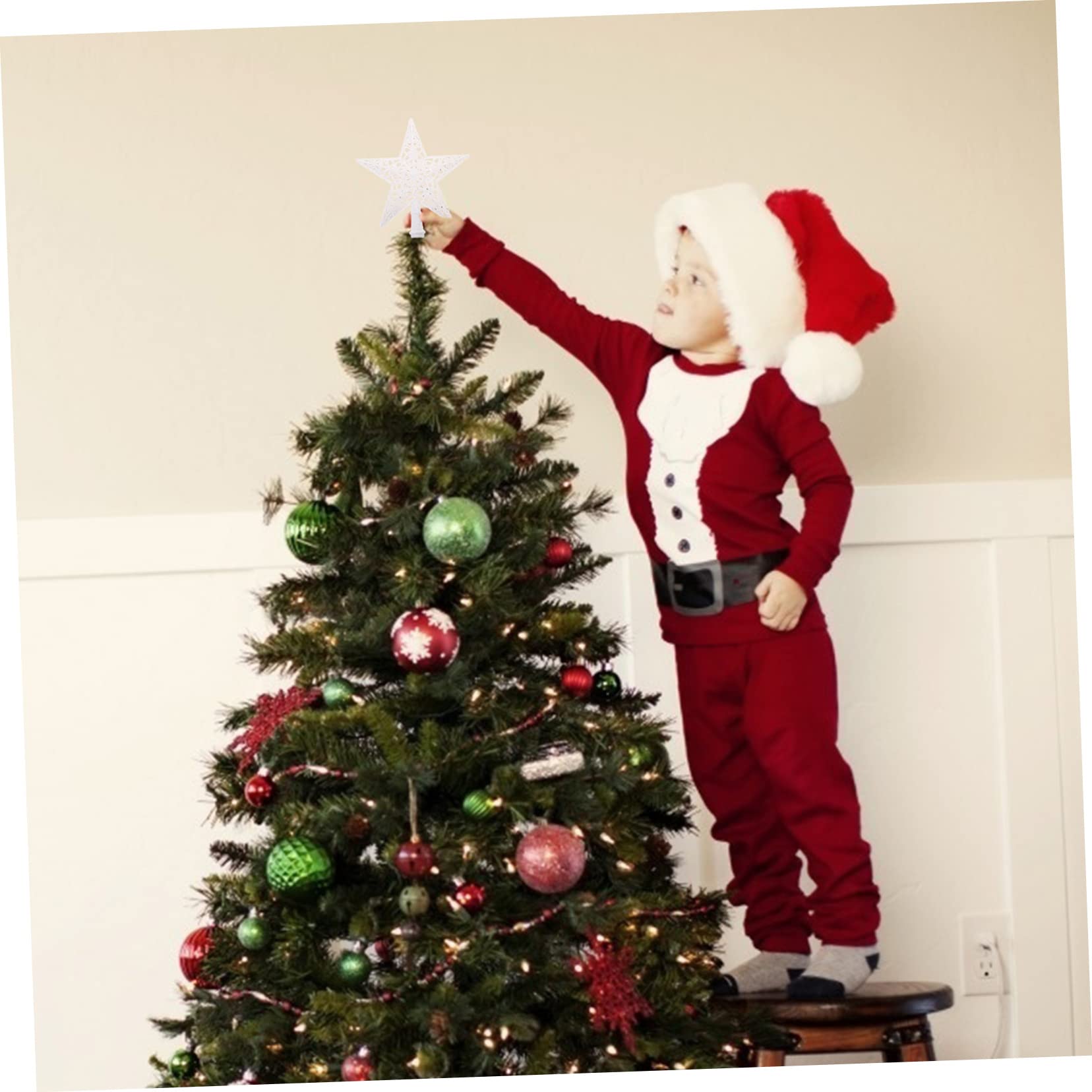 PRETYZOOM Christmas Tree Topper Star - 21x20cm White Plastic Snowflake Tree Top Ornament