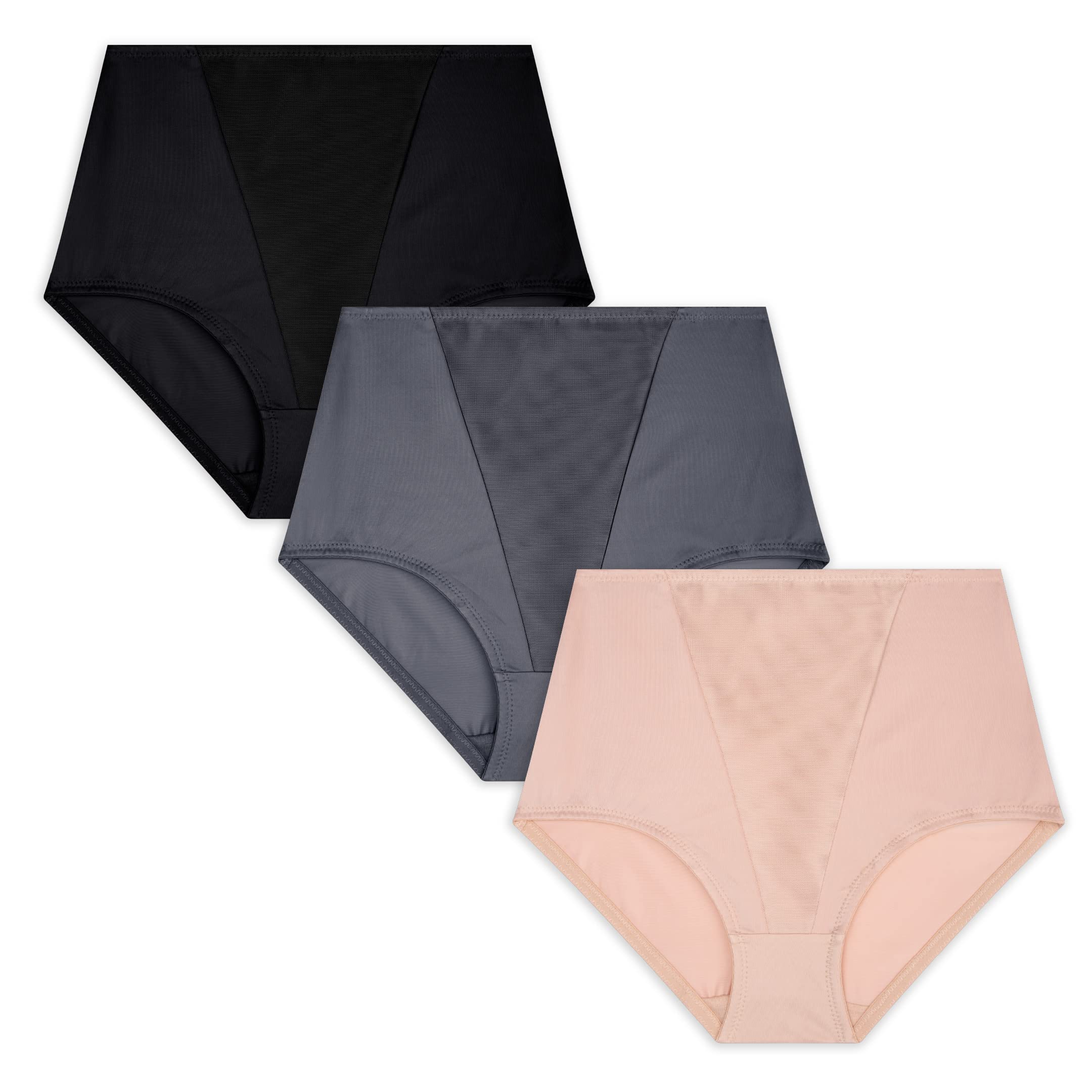 Rene Rofe3 Pack Tummy Smoothing Briefs - High Waist Light Control Briefs for Women