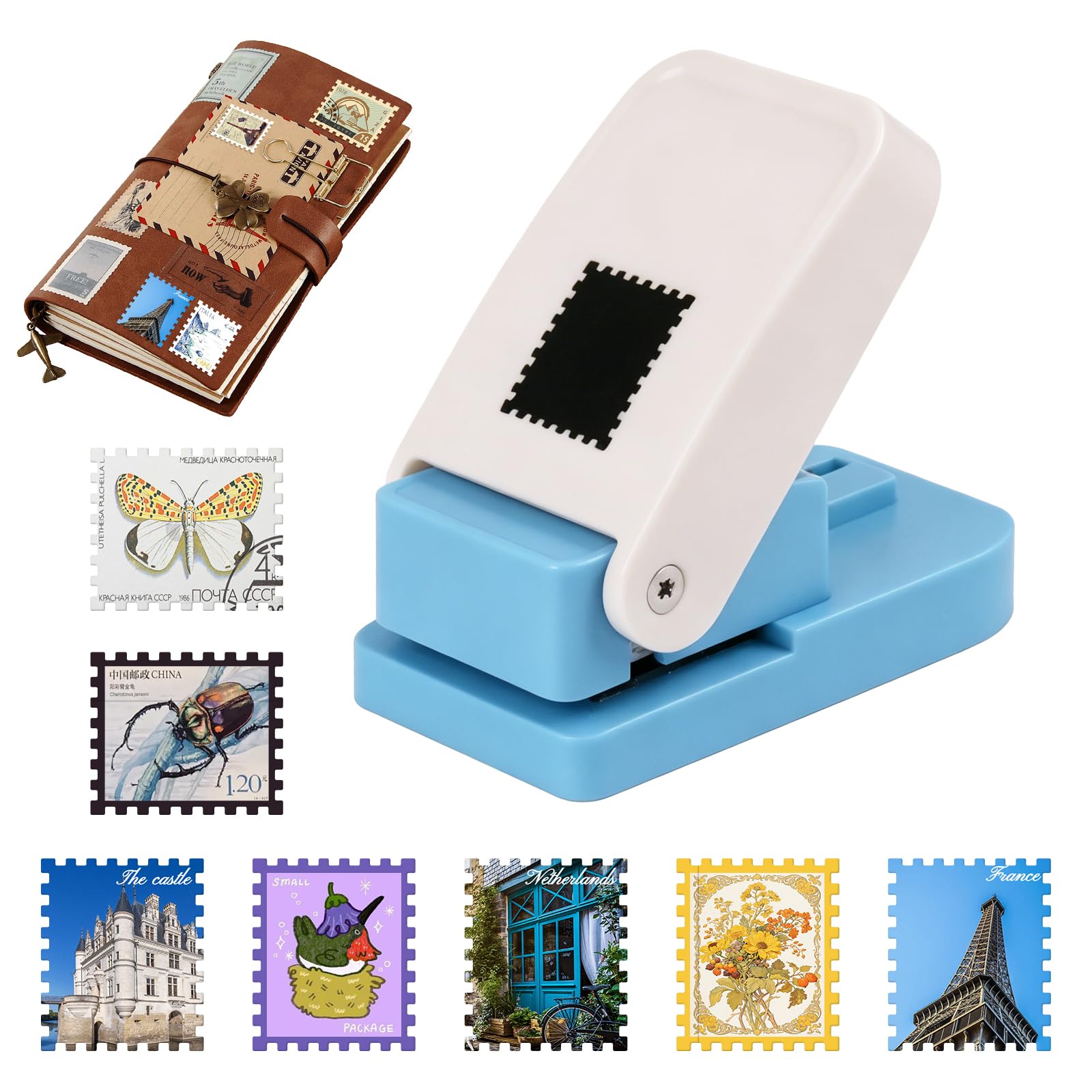Stamp Punch,Postage Stamp Puncher, Lever Paper Punches for Crafting & Scrapbooking, Craft Cutter Hole Puncher for Scrapbooking Journaling Card Making (1X0.8inch)-image-18