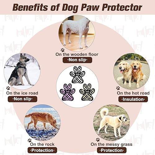 Miniatura 3 de BEAUTYZOO Protector de patas de perro para pavimento caliente, agarre antideslizante para perros mayores, calcomanías de patas de tracción para