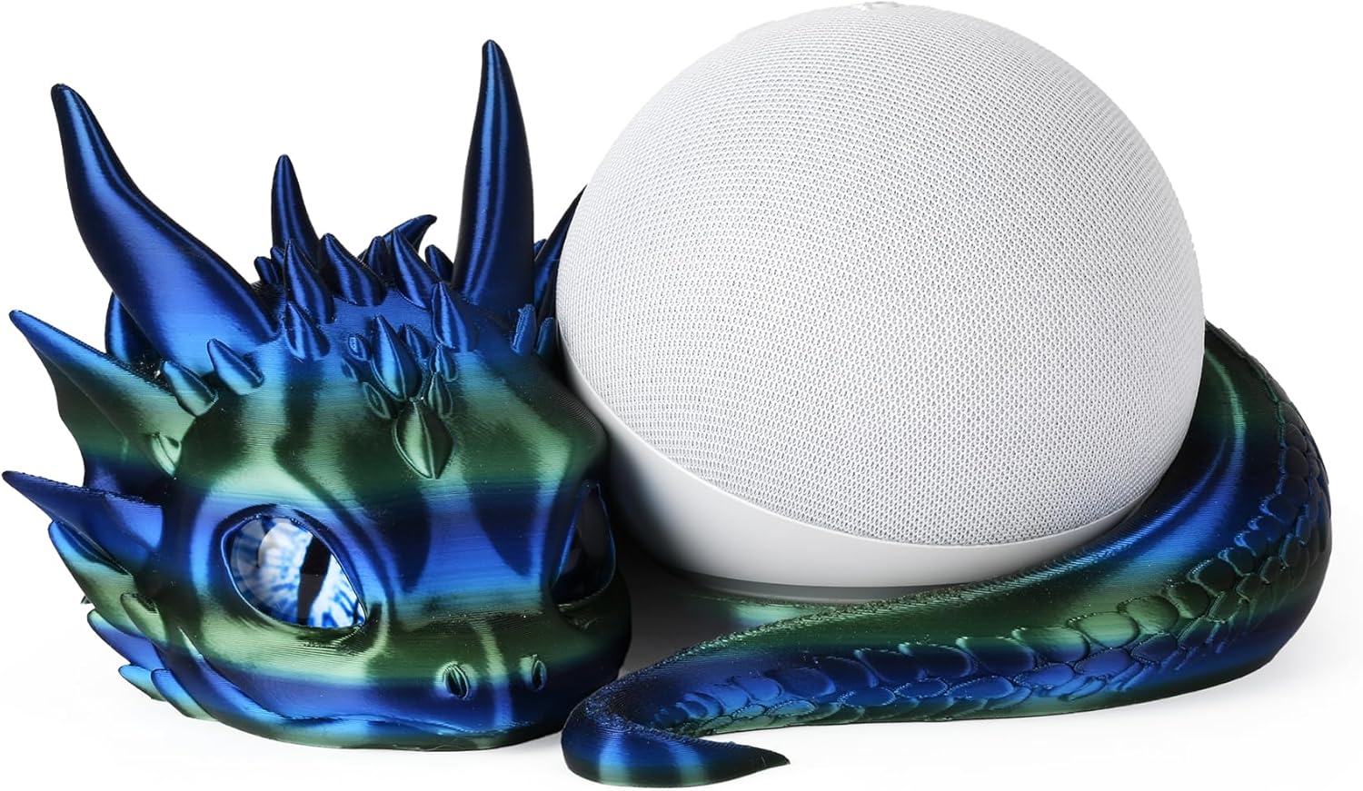 Dragon Stand for 4th/5th Gen Echo Dot – 3D printed dragon speaker holder (Blue Green)