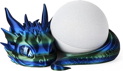 Soporte de dragón para Echo Dot 4ª/5ª generación, soporte de altavoz inteligente impreso en 3D y exquisita decoración de escritorio (azul verde)