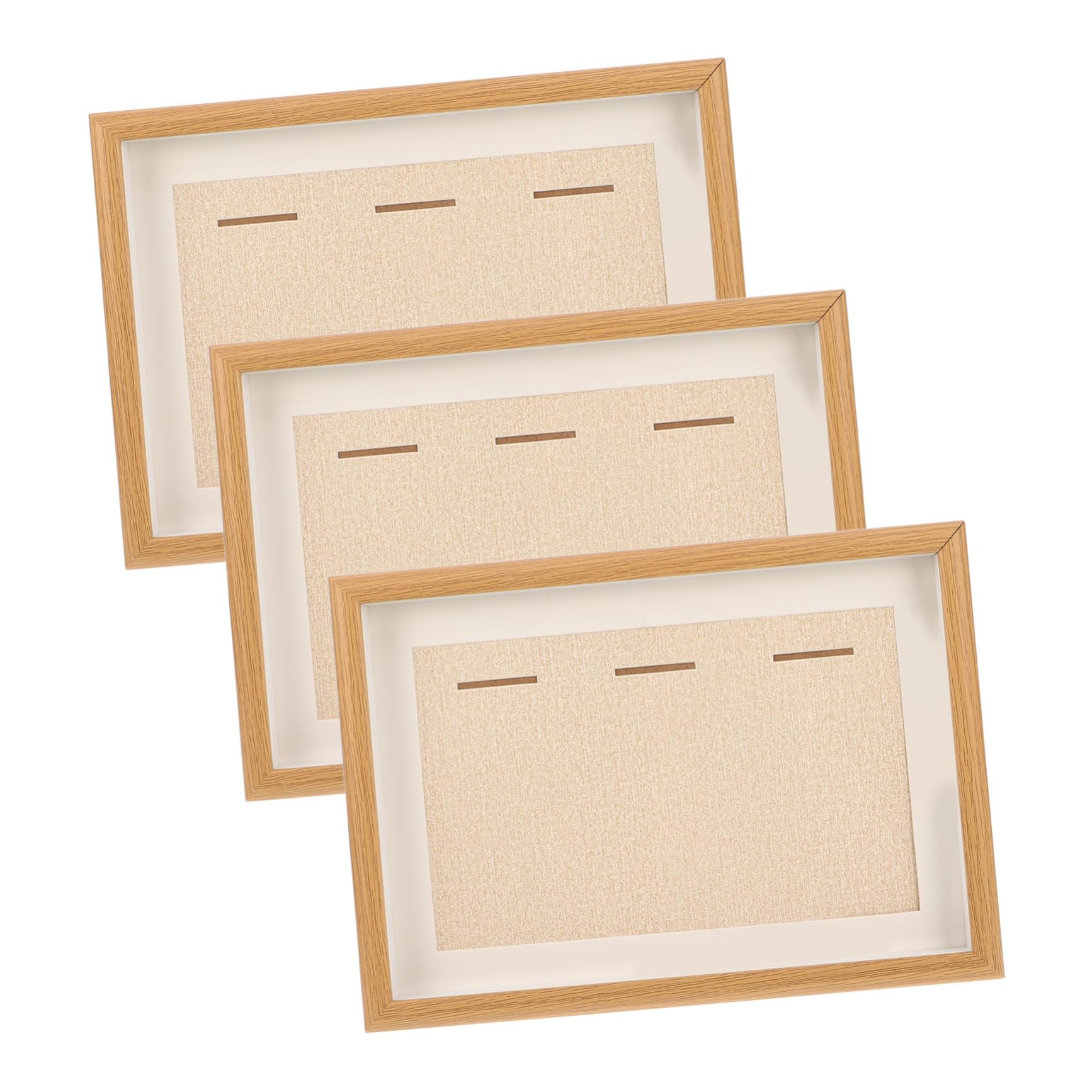 GLEAVI Cornice Portamedaglie 3 Pezzi Beige in Legno, Vetro e Acrilico