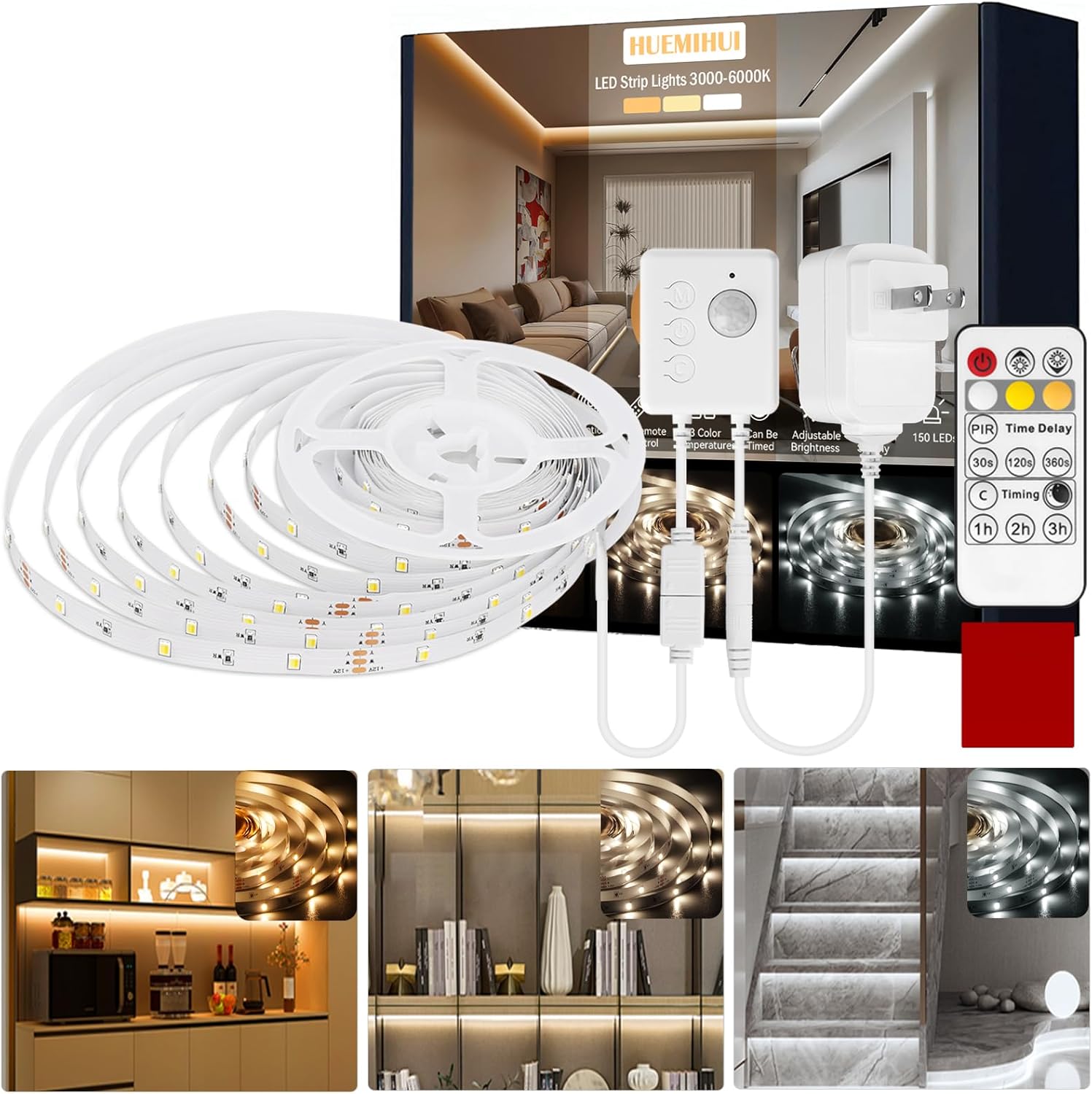 Motion Activated LED Strip Lights,16.4Ft Ultra Brighter 150 LED Motion
