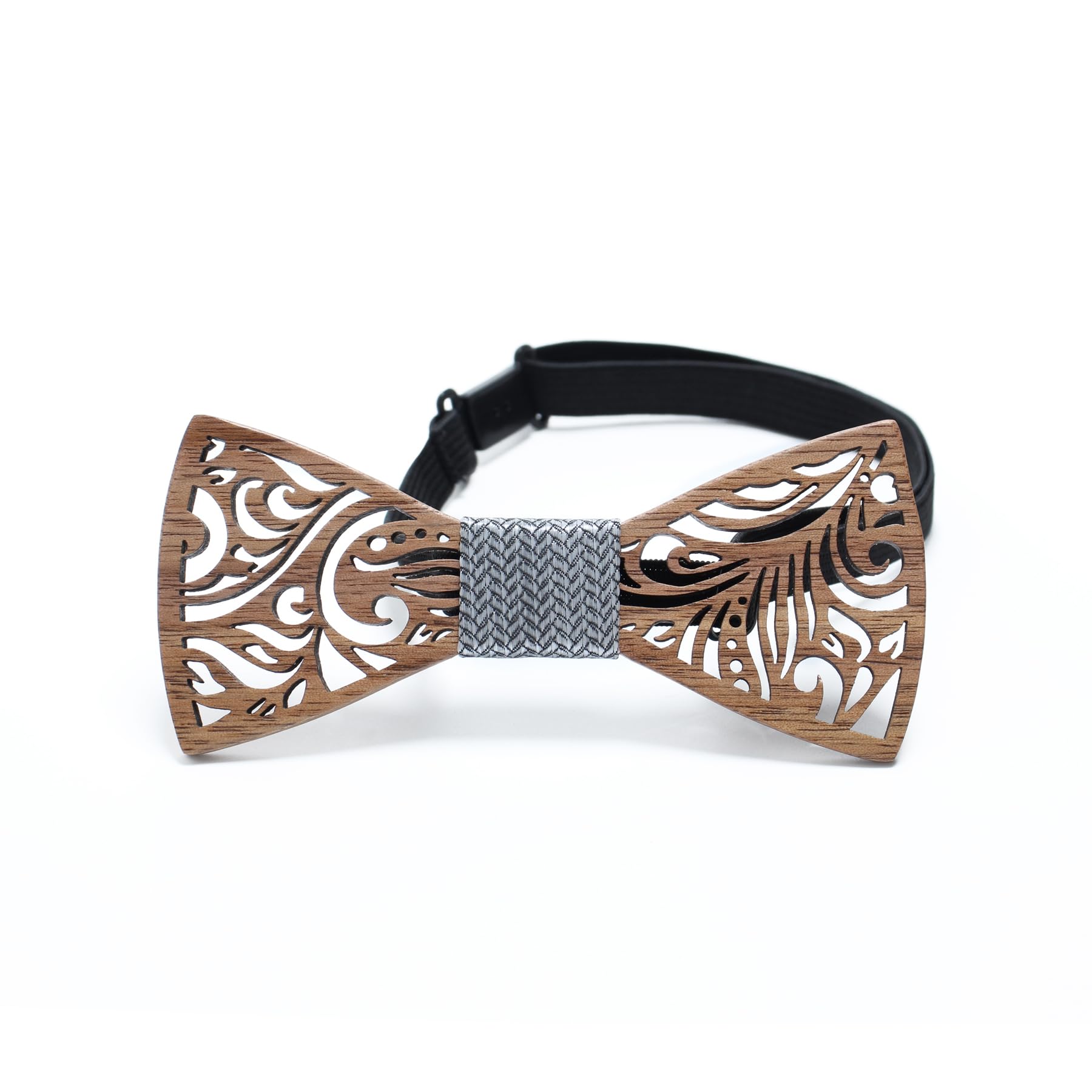 Lot de 3 nœuds papillon en bois avec boutons de manchette, foulard carré (3 pièces) - Design ajouré unique - Convient pour une utilisation dans plusieurs scènes