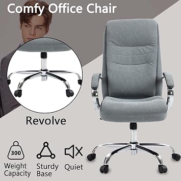 Big and Tall Office Chair 300 + lb Capacity, High Back Office Chair with Wheels/Arms/Lumbar Support, Adjustable Height Managerial Chairs & Executive Chairs