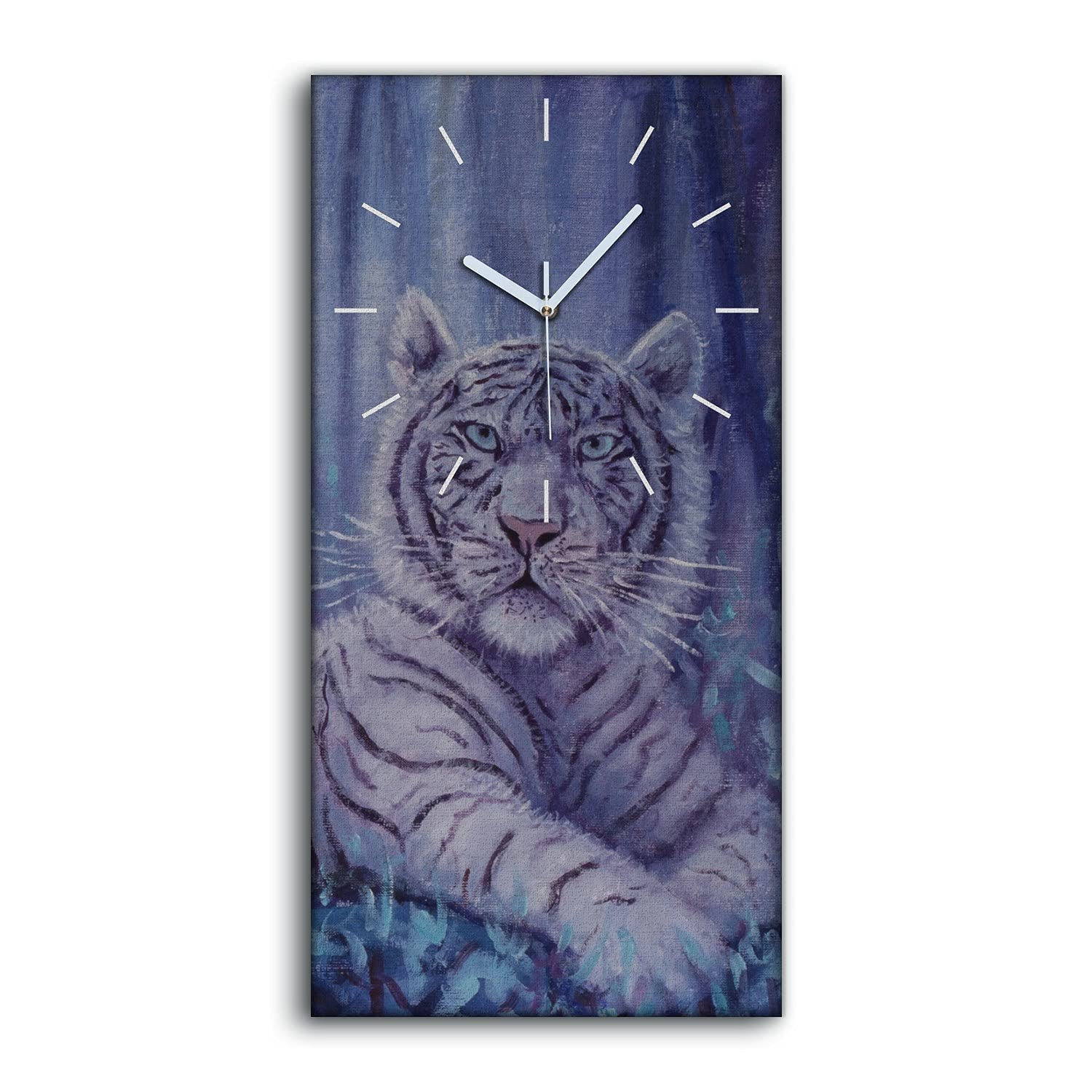 Horloge sur Toile Portrait d'un Tigre 30x60cm pour Salon Chambre