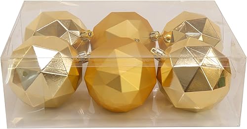 Miniatura 4 de National Tree Company First Traditions - Adornos para árbol de Navidad, oro amarillo metálico y mate, juego de 6