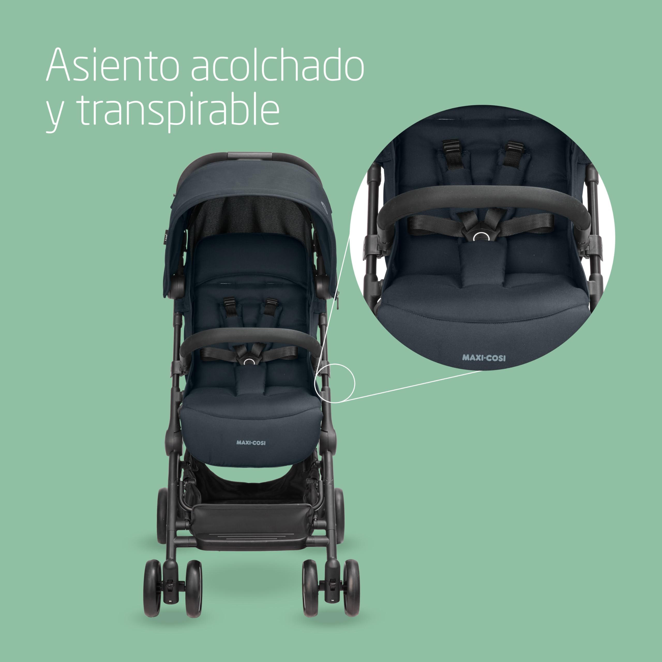 Maxi-Cosi Lara2, Silla de Paseo Ligera, 0-4 Años, 0-22 kg, Compacta, 3 Reclinaciones, Reclinación Total, Plegado Automático, Bandolera, Essential Graphite