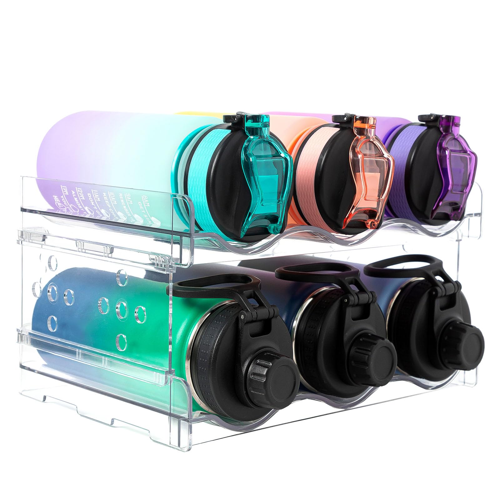 Water Bottle Organizer,2 Pack Stackable Cup Organizer for Cabinet ...