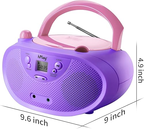 Miniatura 4 de GC04 Reproductor de CD portátil con radio estéreo AM FM Reproductor de CD para niños, pantalla LCD, puerto auxiliar frontal y auriculares,