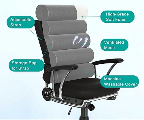 Miniatura 5 de GIVANLEE Almohada de apoyo lumbar para silla de oficina, computadora, silla de escritorio, sofá, almohada de apoyo de espalda ajustable para silla,